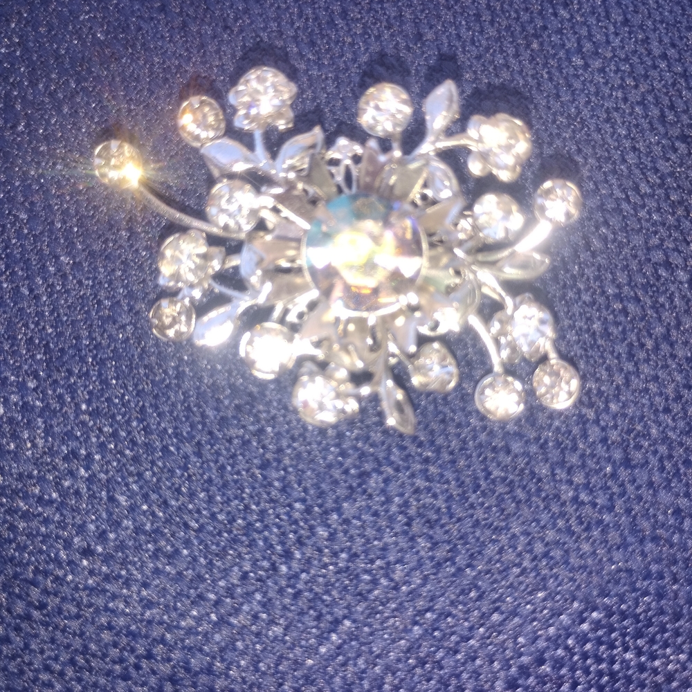 Elegant Silver Crystal Brooch